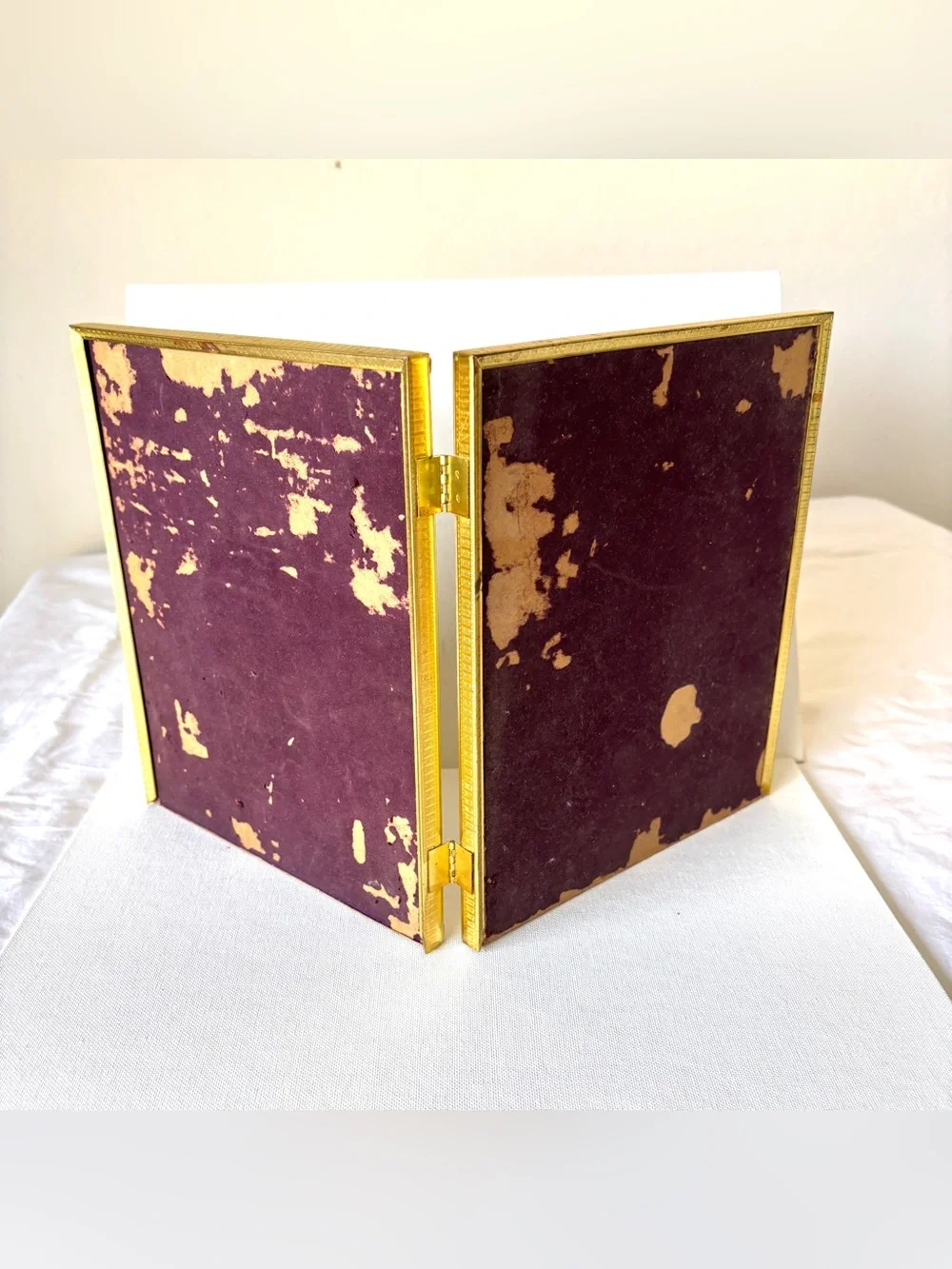 8x10 Large Gold Tone Double Hinge Picture Frame Ornate Vintage 2 Photo Frames
